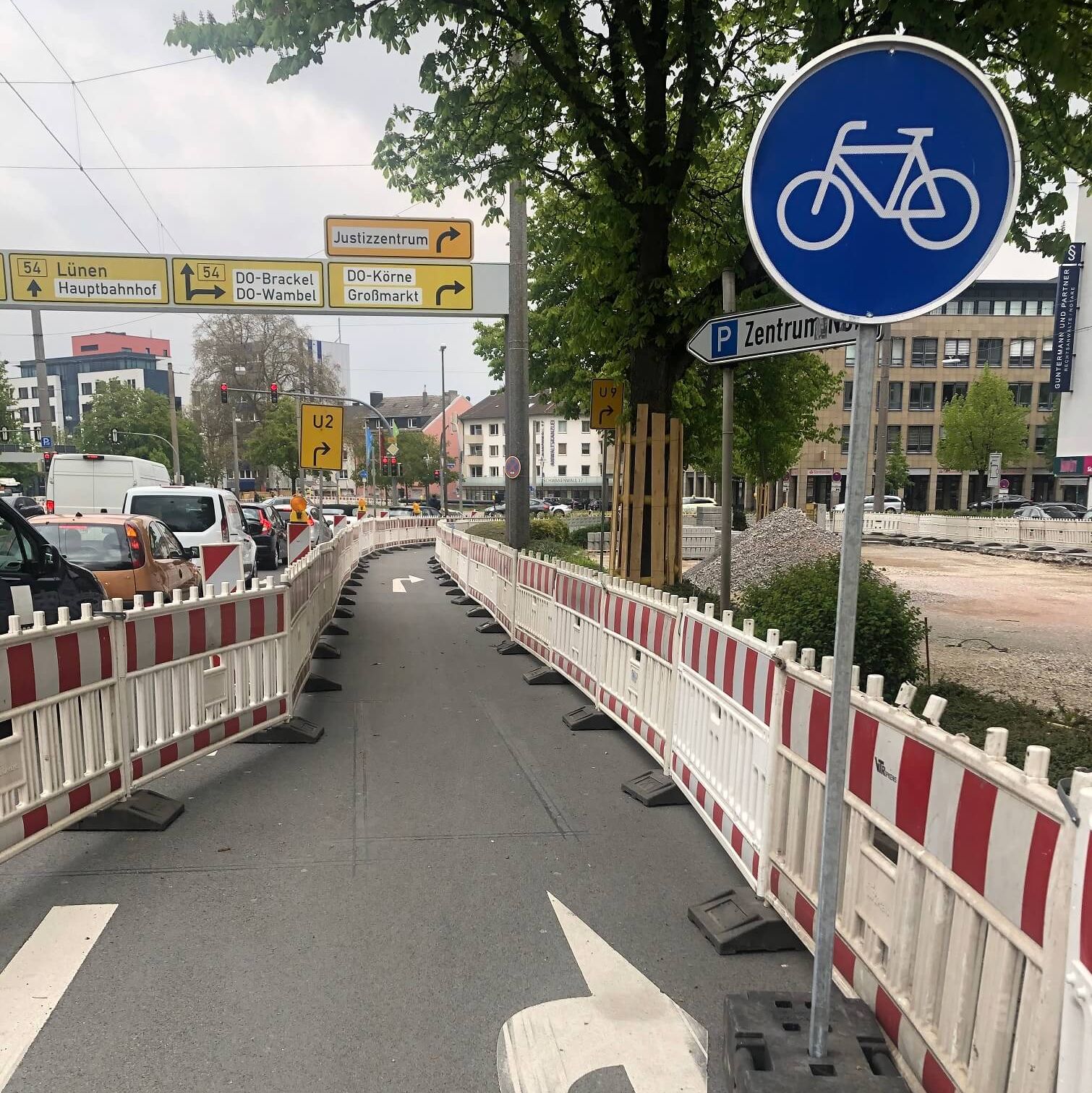 Bauarbeiten der Radverkehrsführung für den Radwall Dortmund im Rahmen des UmsteiGERN-Projekts