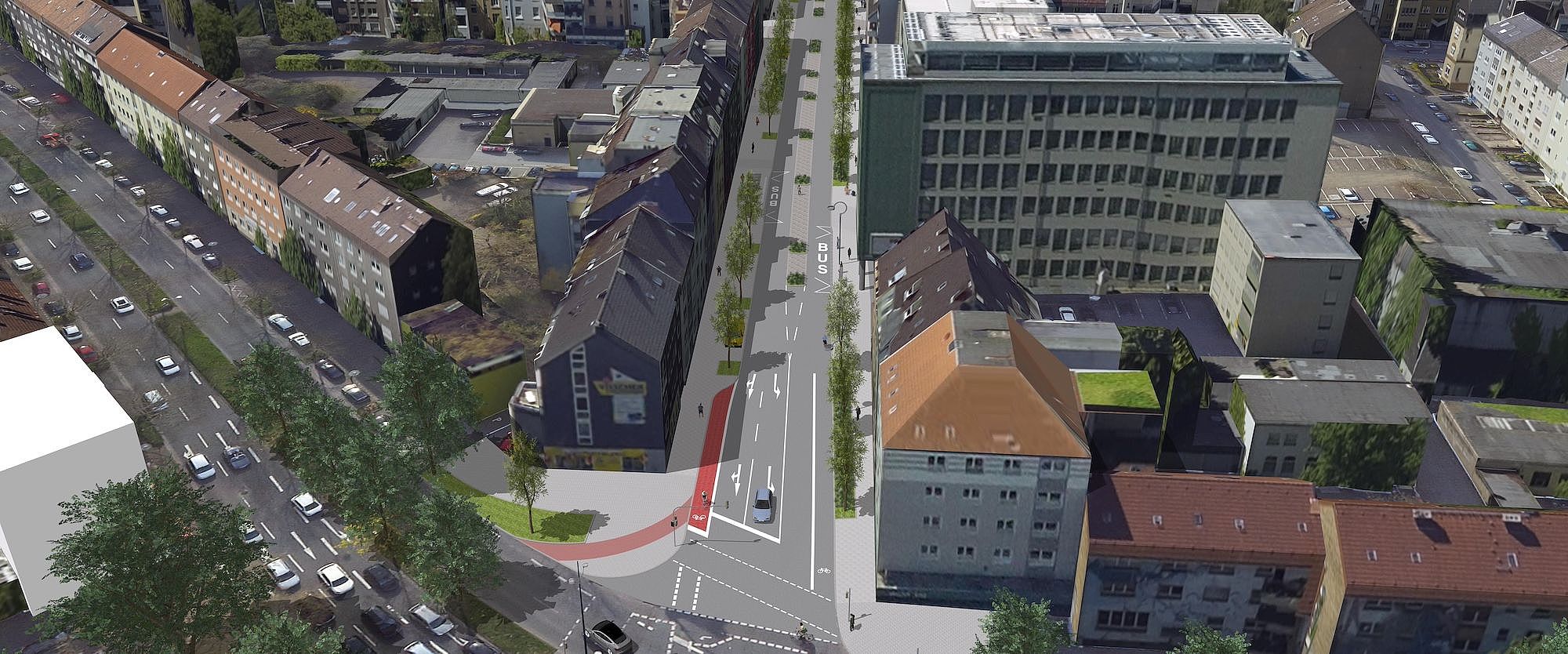 Visualisierung des Umbaus der Saarlandstraße
