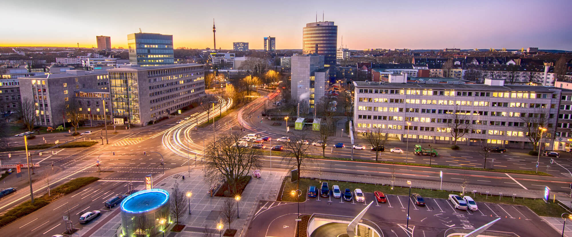Dortmunder Innenstadt bei Sonnenaufgang